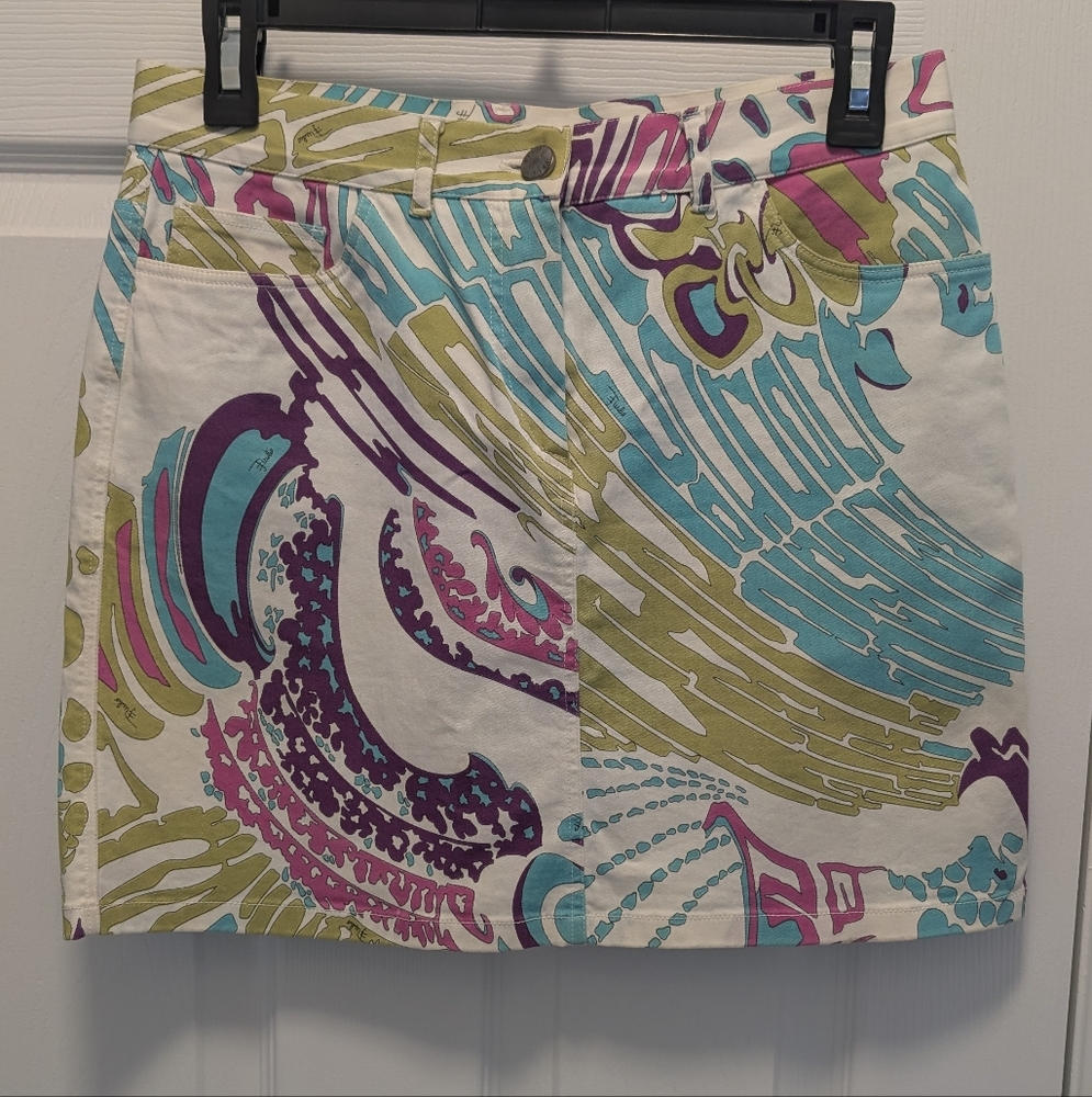 Emilio Pucci Blue Green Mini Pencil Skirt
